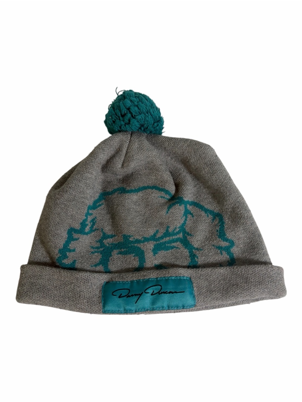 Danny Duncan Gray & Teal Pom Beanie Hat